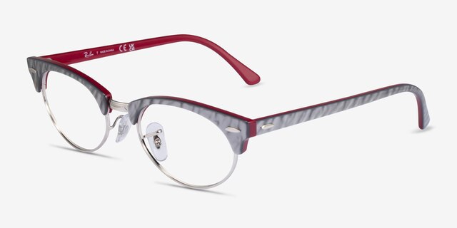 Ray-Ban RB3946V Wrinkled Gray On Bordeaux AcetateEyeglass Frames from EyeBuyDirect, Angle View
