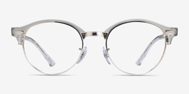 Ray-Ban RB4246V Clubround White Transparent AcetateEyeglass Frames from EyeBuyDirect, Front View