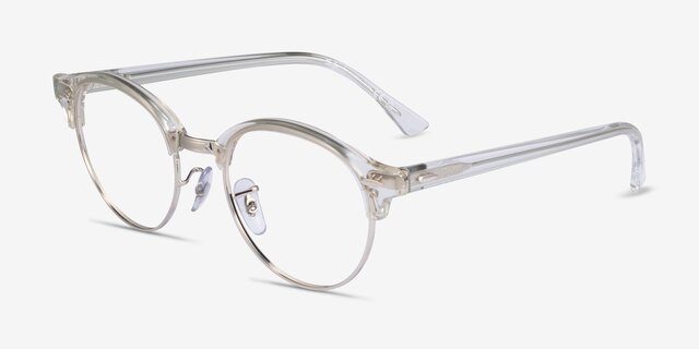 Ray-Ban RB4246V Clubround White Transparent AcetateEyeglass Frames from EyeBuyDirect, Angle View