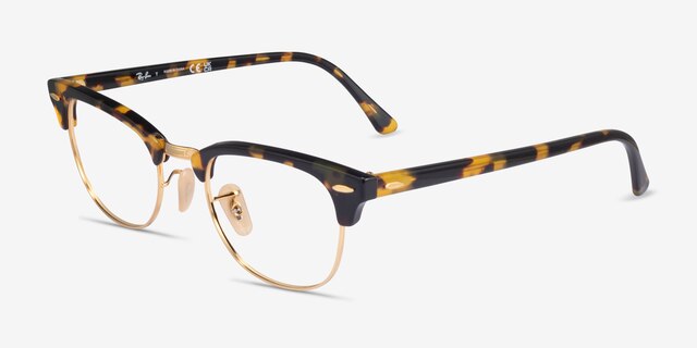 Ray-Ban RB5154 Clubmaster Yellow Tortoise AcetateEyeglass Frames from EyeBuyDirect, Angle View