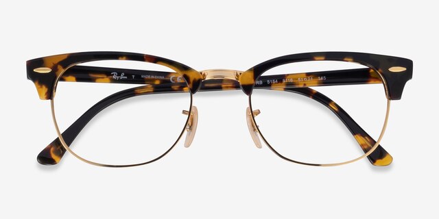 Ray-Ban RB5154 Clubmaster Yellow Tortoise AcetateEyeglass Frames from EyeBuyDirect, Closed View