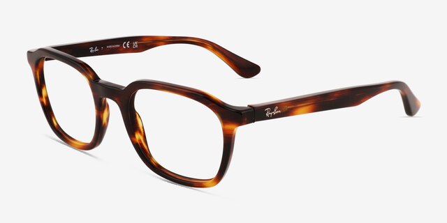 Ray-Ban RB5390 Striped Tortoise AcetateEyeglass Frames from EyeBuyDirect, Angle View