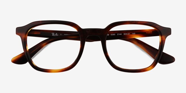 Ray-Ban RB5390 Striped Tortoise AcetateEyeglass Frames from EyeBuyDirect, Closed View