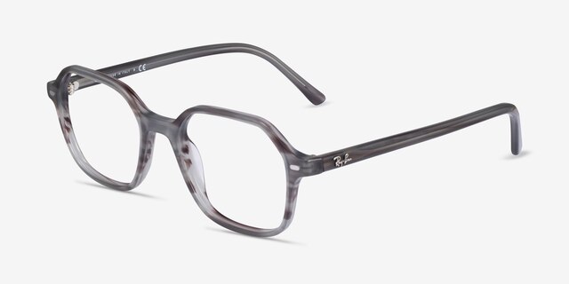 Ray-Ban RB5394 John Striped Gray AcetateEyeglass Frames from EyeBuyDirect, Angle View