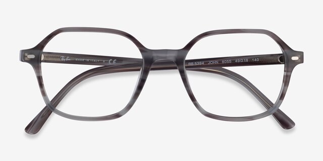 Ray-Ban RB5394 John Striped Gray AcetateEyeglass Frames from EyeBuyDirect, Closed View