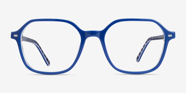 Ray-Ban RB5394 John Vichy Blue White AcetateEyeglass Frames from EyeBuyDirect, Front View