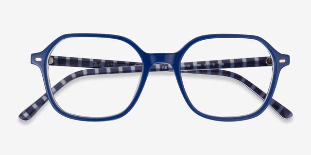 Ray-Ban RB5394 John Vichy Blue White AcetateEyeglass Frames from EyeBuyDirect, Closed View