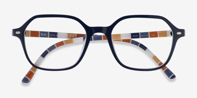 Ray-Ban RB5394 John Blue On Stripes Orange AcetateEyeglass Frames from EyeBuyDirect, Closed View
