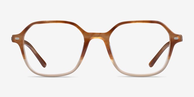 Ray-Ban RB5394 John Gradient Light Brown Tortoise AcetateEyeglass Frames from EyeBuyDirect, Front View
