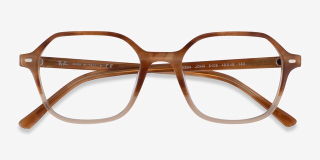 Ray-Ban RB5394 John Gradient Light Brown Tortoise AcetateEyeglass Frames from EyeBuyDirect, Closed View