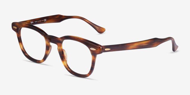 Ray-Ban RB5398 Hawkeye Striped Tortoise AcétateMontures de lunettes de vue d'EyeBuyDirect, Vue d'Angle