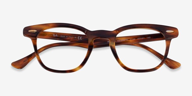 Ray-Ban RB5398 Hawkeye Striped Tortoise AcétateMontures de lunettes de vue d'EyeBuyDirect, Vue Rapprochée