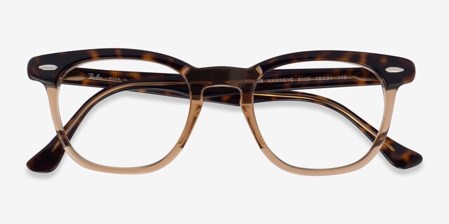 Ray-Ban RB5398 Hawkeye Tortoise On Transparent Brown AcetateEyeglass Frames from EyeBuyDirect, Closed View