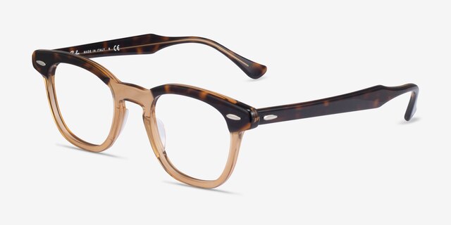 Ray-Ban RB5398 Hawkeye Tortoise Transparent Brown AcetateEyeglass Frames from EyeBuyDirect, Angle View