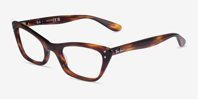 Ray-Ban RB5499 Lady Burbank Striped Tortoise AcetateEyeglass Frames from EyeBuyDirect, Angle View
