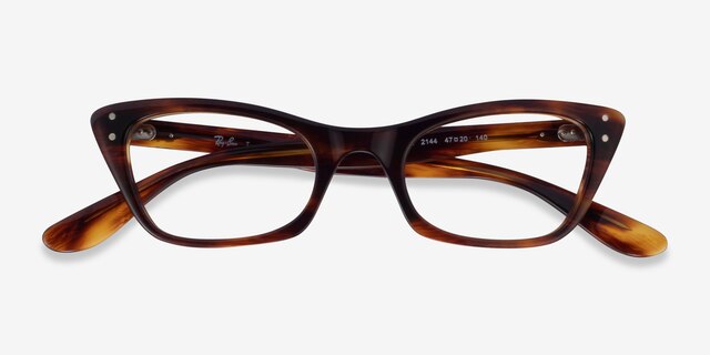 Ray-Ban RB5499 Lady Burbank Striped Tortoise AcetateEyeglass Frames from EyeBuyDirect, Closed View