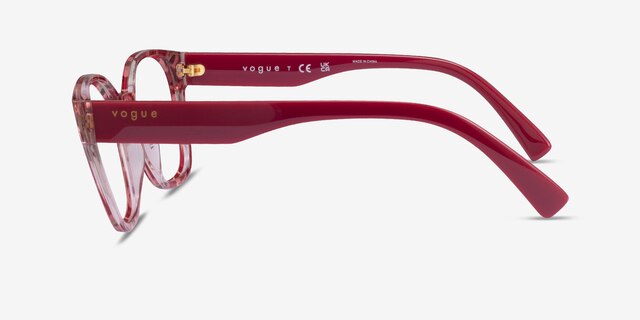 Vogue Eyewear VO5407 Bordeaux Flowers Red PlasticEyeglass Frames from EyeBuyDirect, Side View