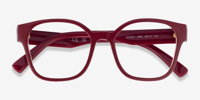 Vogue Eyewear VO5407 Bordeaux Flowers Red PlasticEyeglass Frames from EyeBuyDirect, Closed View