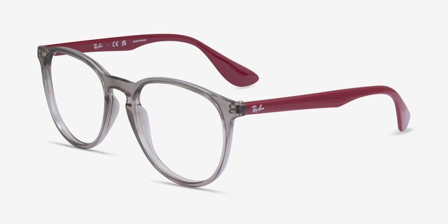 Ray-Ban RB7046 Transparent Gray PlasticEyeglass Frames from EyeBuyDirect, Angle View