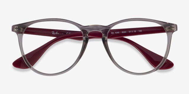 Ray-Ban RB7046 Transparent Gray PlasticEyeglass Frames from EyeBuyDirect, Closed View