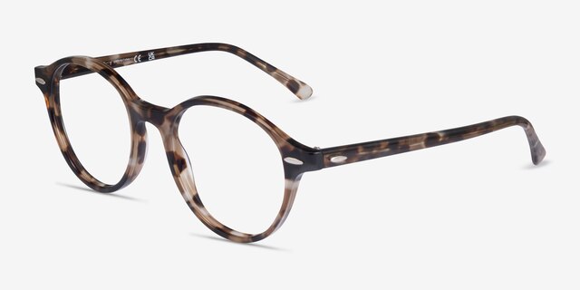 Ray-Ban RB7118 Brown Tortoise PlasticEyeglass Frames from EyeBuyDirect, Angle View