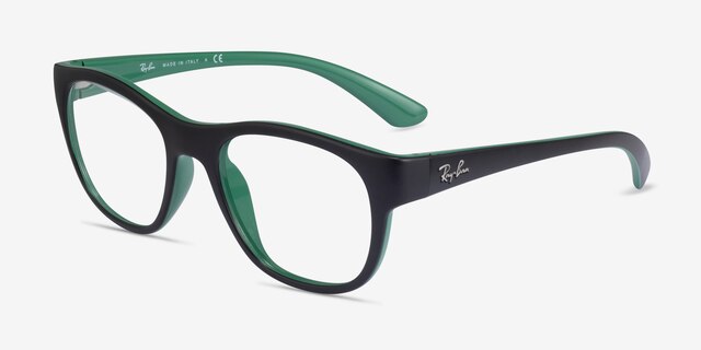 Ray-Ban RB7191 Matte Black On Green PlasticEyeglass Frames from EyeBuyDirect, Angle View