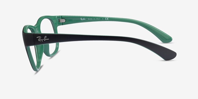 Ray-Ban RB7191 Matte Black On Green PlasticEyeglass Frames from EyeBuyDirect, Side View