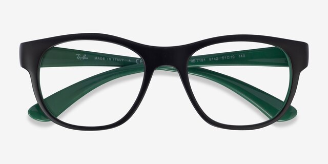 Ray-Ban RB7191 Matte Black On Green PlasticEyeglass Frames from EyeBuyDirect, Closed View