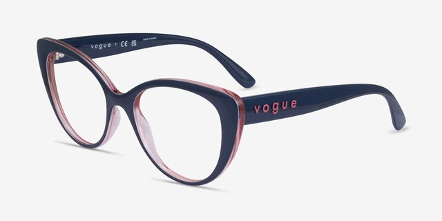 Vogue Eyewear VO5422 Dark Blue Serigraphy PlasticEyeglass Frames from EyeBuyDirect, Angle View