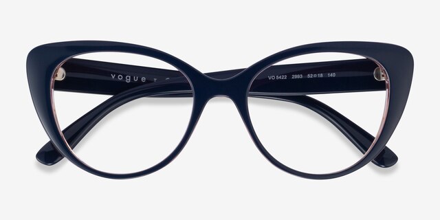 Vogue Eyewear VO5422 Dark Blue Serigraphy PlasticEyeglass Frames from EyeBuyDirect, Closed View