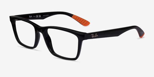 Ray-Ban RB7025 Satin Black PlasticEyeglass Frames from EyeBuyDirect, Angle View