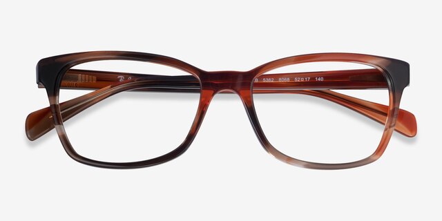 Ray-Ban RB5362 Striped Brown AcetateEyeglass Frames from EyeBuyDirect, Closed View