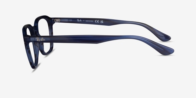 Ray-Ban RB5390 Striped Blue AcetateEyeglass Frames from EyeBuyDirect, Side View