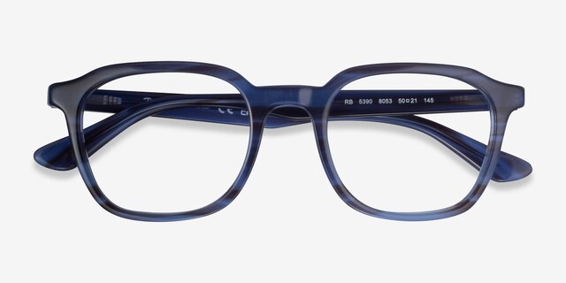 Ray-Ban RB5390 Striped Blue AcetateEyeglass Frames from EyeBuyDirect, Closed View