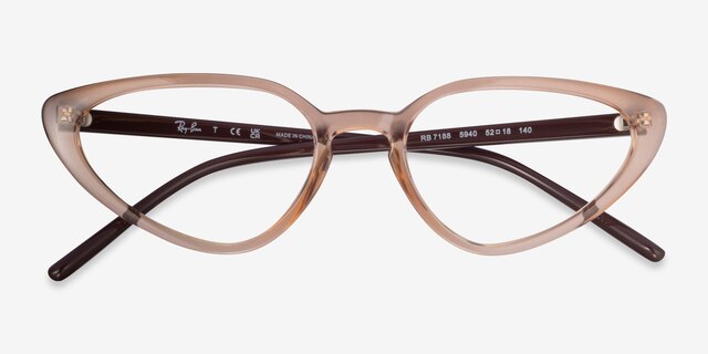 Ray-Ban RB7188 Light Brown PlasticEyeglass Frames from EyeBuyDirect, Closed View