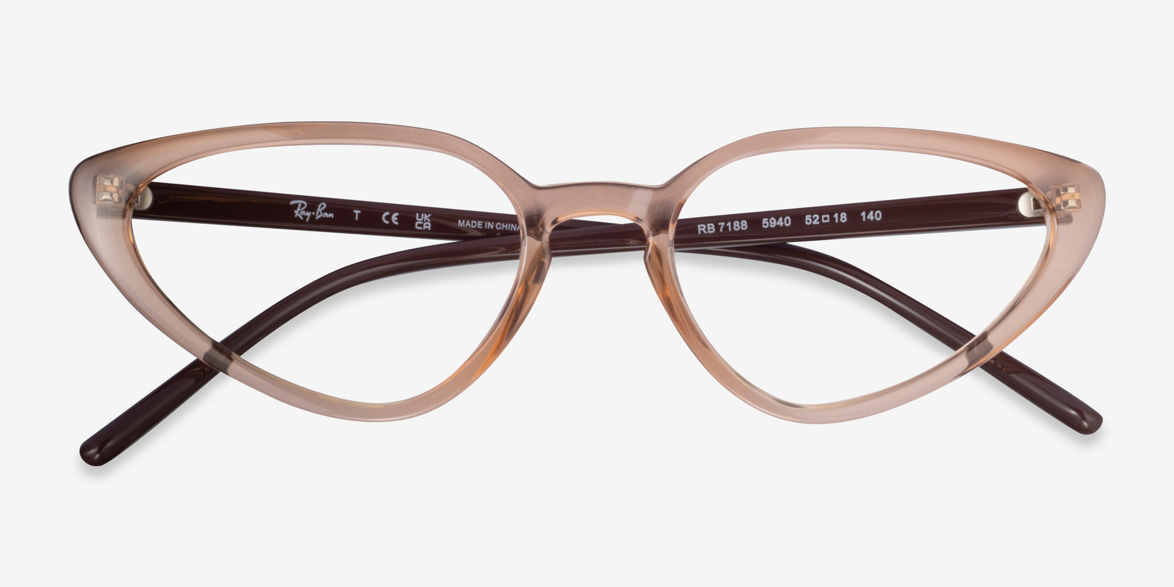 Ray-Ban RB7188 - Cat Eye Light Brown Frame Glasses For Women ...