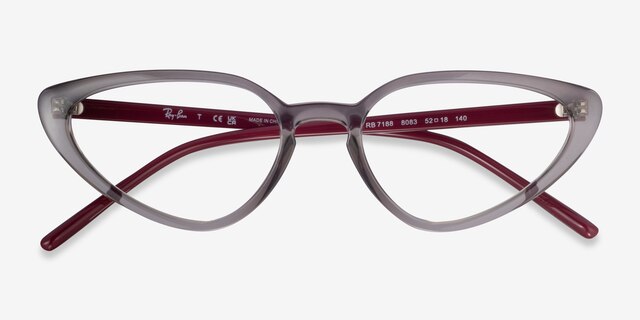 Ray-Ban RB7188 Transparent Gray PlasticEyeglass Frames from EyeBuyDirect, Closed View
