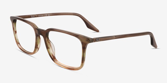 Ray-Ban RB5421 Striped Brown AcetateEyeglass Frames from EyeBuyDirect, Angle View