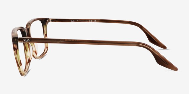Ray-Ban RB5421 Striped Brown AcetateEyeglass Frames from EyeBuyDirect, Side View