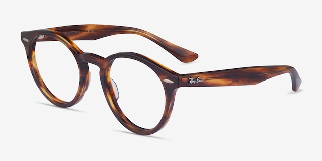Ray-Ban RB7680V Larry Striped Tortoise AcetateEyeglass Frames from EyeBuyDirect, Angle View