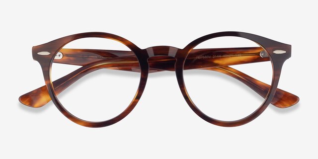 Ray-Ban RB7680V Larry Striped Tortoise AcetateEyeglass Frames from EyeBuyDirect, Closed View