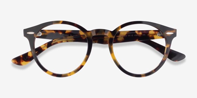 Ray-Ban RB7680V Larry Yellow Tortoise AcetateEyeglass Frames from EyeBuyDirect, Closed View