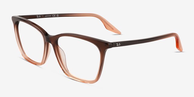 Ray-Ban RB5422 Brown Gradient Orange AcetateEyeglass Frames from EyeBuyDirect, Angle View
