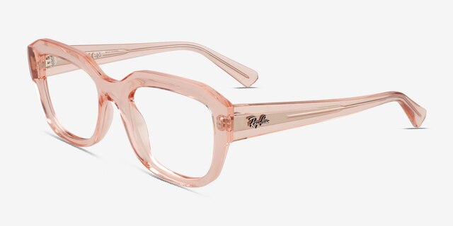 Ray-Ban RB7225 Leonid Transparent Pink PlasticEyeglass Frames from EyeBuyDirect, Angle View