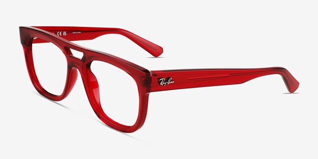 Ray-Ban RB7226 Phil Transparent Red PlasticEyeglass Frames from EyeBuyDirect, Angle View