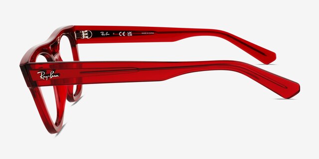 Ray-Ban RB7226 Phil Transparent Red PlasticEyeglass Frames from EyeBuyDirect, Side View