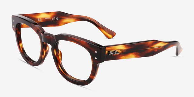Ray-Ban RB0298V Mega Hawkeye Striped Tortoise AcetateEyeglass Frames from EyeBuyDirect, Angle View