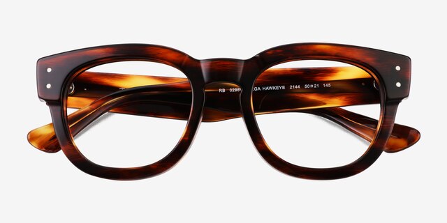 Ray-Ban RB0298V Mega Hawkeye Striped Tortoise AcetateEyeglass Frames from EyeBuyDirect, Closed View