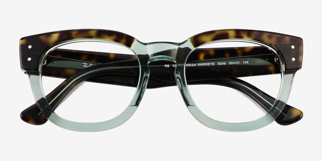 Ray-Ban RB0298V Mega Hawkeye Tortoise Transparent Green AcetateEyeglass Frames from EyeBuyDirect, Closed View