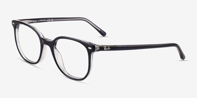 Ray-Ban RB5397 Elliot Transparent Dark Blue AcetateEyeglass Frames from EyeBuyDirect, Angle View